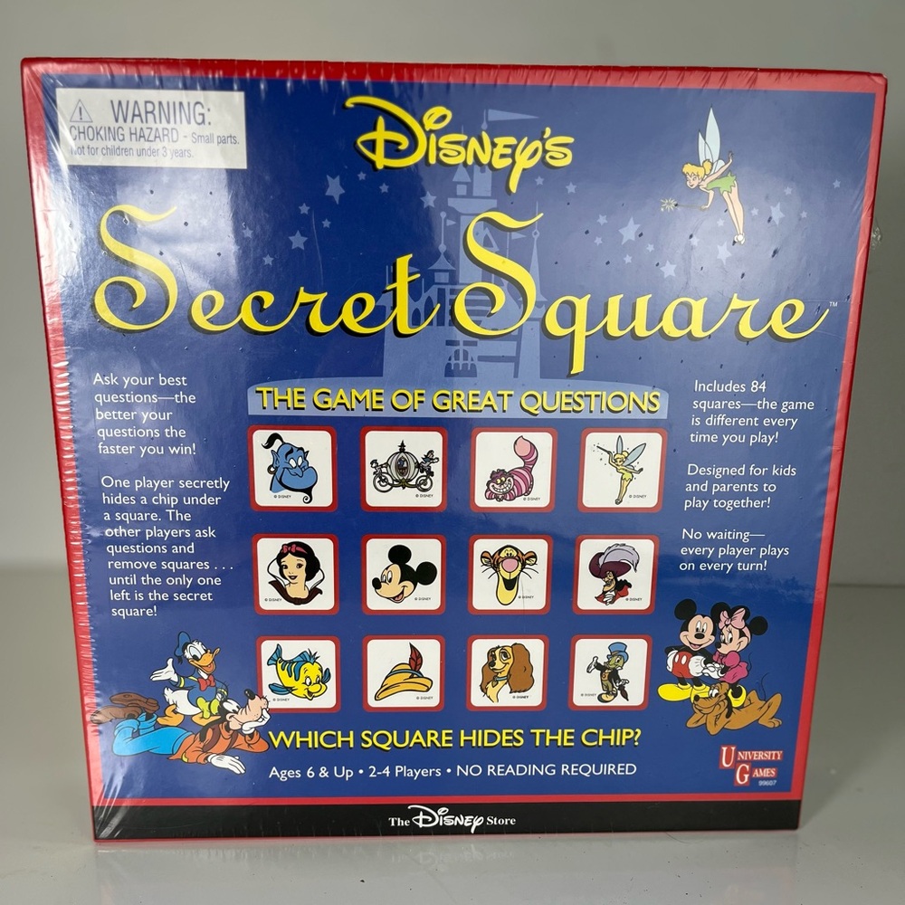 Disney's Secret Square Board Game New Factory Sealed 1998‎ OOP Mickey Mouse